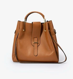 MASSIMO CASTELLI PEBBLED LEATHER SATCHEL BAG HANDBAG  WITH POUCH - MADE IN ITALY - Picture 1 of 14