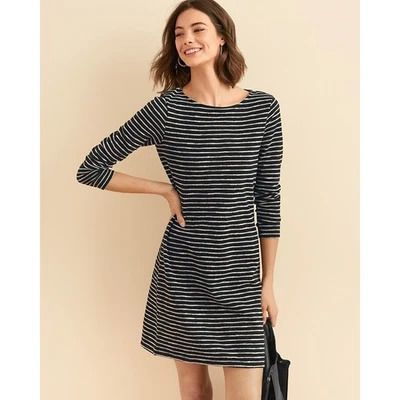 Garnet Hill легко текстурированный вязаное платье Flowy качели в полоску защемленные рукава, размер XS - Изображение 1 из 4