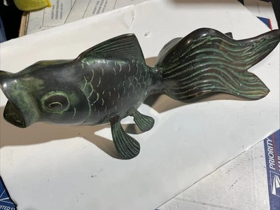 Vintage Bronze Koi Fish Sculpture 13” - Image 1 of 4