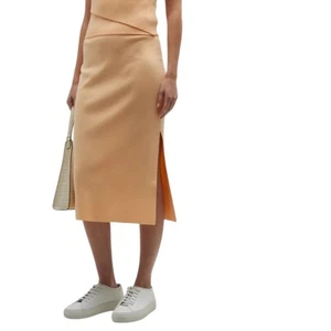 *Neu ohne Etikett Paige Elana Rippstrick Midirock in hellorange Peel - Gr. L - Bild 1 von 6