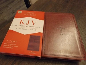 KJV großer Druck persönliche Größe Referenz Bibel Sattel braun Leder Touch King - Bild 1 von 4