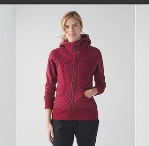 Lululemon Sweatshirt Women Size S Scuba Hoodie Ghost Dot Heathered Cranberry Red - Picture 1 of 5