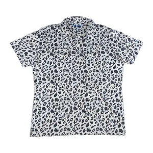 Upsaint Leopard Print Performance Button Shirt Gray & Black Mens XLarge - Picture 1 of 12