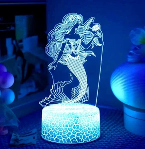 Nice Dream Mermaid 3D Illusion Lamp Mermaid Light Changing Colors w/Remote NEW - Picture 1 of 9
