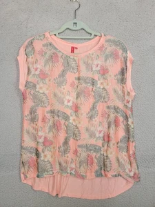 Rosa tropische Print Bluse Medium Fame Forever Flügelärmel Tunika Oberteil Hawaii - Bild 1 von 7