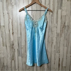 Vintage Y2K Baby Blue Babydoll Mini Slip Dress Womens Size Medium - Picture 1 of 6