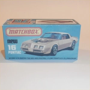 Matchbox Lesney Superfast 16 g Pontiac Firebird Trans Am K Style Repro Box - Picture 1 of 4