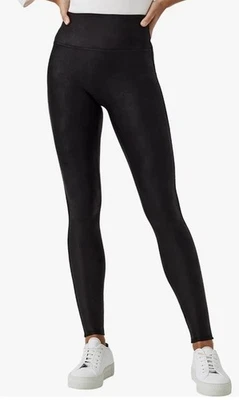 Calça Legging SPANX Preta Couro Sintético Forrada de Lã Pequena Pequena P Nova Com Etiqueta - Imagem 1 de 4