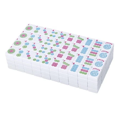American Mahjong Tile Set 166 w/Blue Chinoiserie Mat 31.5”x31.5” and 3 Dice - Image 1 of 4