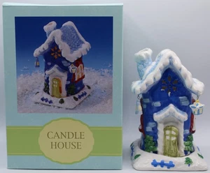 Ceramic Christmas House Luminarie Tea Light Votive Holder Hanging Ornaments 9" - Picture 1 of 11