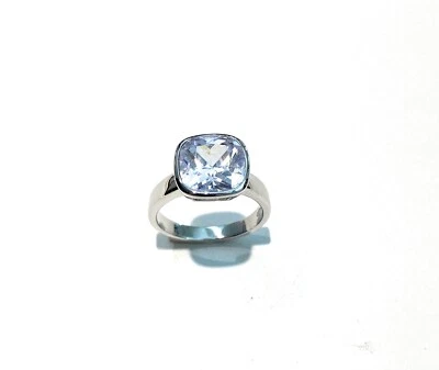 Anello solitario zircone taglio princess argento 925 rodio bianco - Immagine 1 di 2