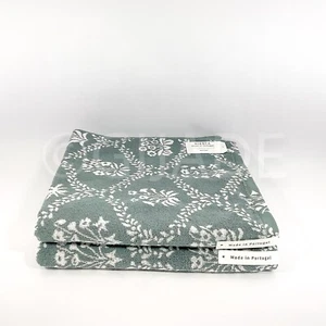 Bianca 100% Cotton 2Pc Bath Towels Made In Portugal Green & Tan New - Picture 1 of 7