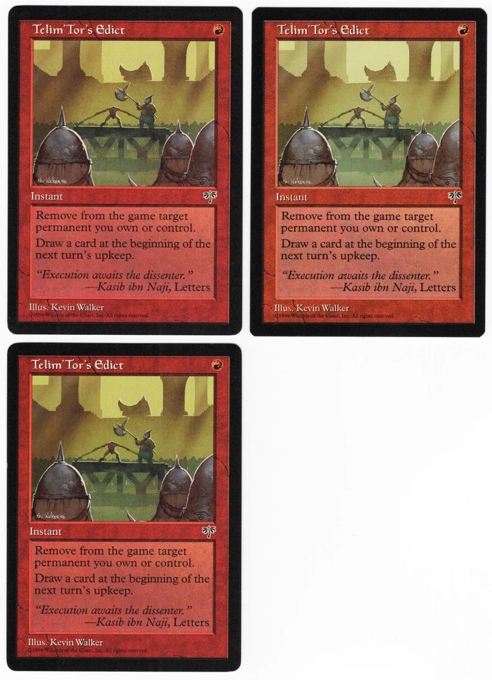 Telim'Tor's Edict x3 3x 1996 Mirage RESERVED LIST Red Rare Instant MTG NM AZ1 - Image 1 of 1