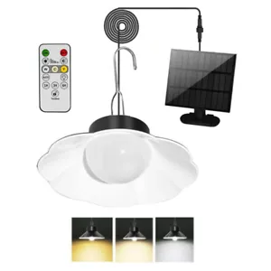 Solar Hängelampe LED Pendelleuchte Solarlampe Industrie mit Fernbedienung Garten - Bild 1 von 13