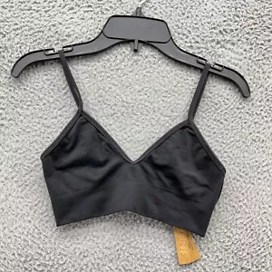 Skims Bra Womens XS Black V-Neck Pull Over Training Bra Tagless New $34 - Picture 1 of 6