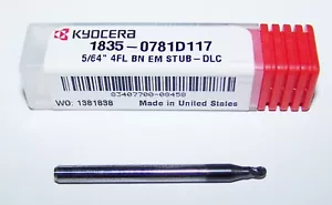 5/64 Zoll (0781 Zoll) HARTMETALLENDMÜHLE 4 FLÖTEN KUGELENDE DLC MANTEL KYOCERA 1835-0781D117 - Bild 1 von 2