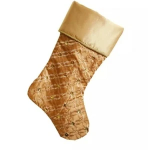 Satin GOLD Quilted Cuff Christmas Stocking by Deseret Book. 19inch. NIP. - Picture 1 of 6