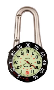 Reloj de enfermera con clip plateado bisel giratorio negro cara luminosa FOB - Imagen 1 de 4