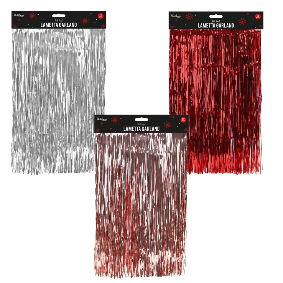 GEM IMPORTS LTD Christmas Lametta Tinsel Garland Angel Hair Decoration - Choose Colour