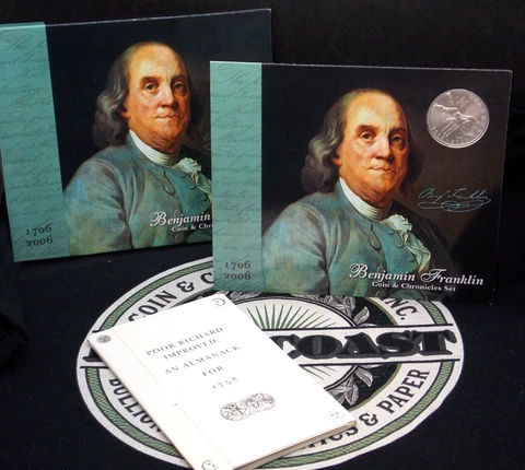 2006 Benjamin FRANKLIN Coin & Chronicles SILVER Dollar $1 Set Box & COA ECC&C Cover