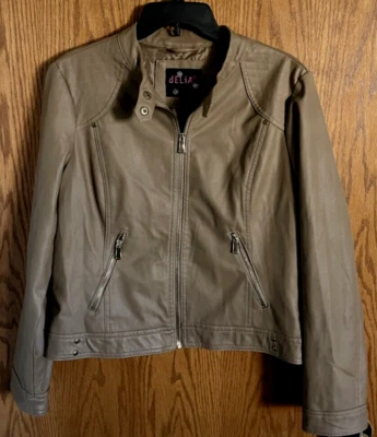 Chaqueta de cuero sintético topo dELiA*s Abrigo estilo moto para mujer talla XL Foto 1 de 4