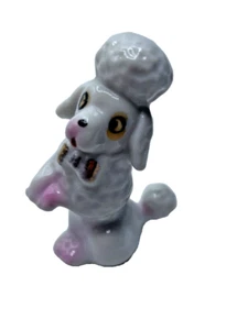 Vintage Keramik Pudel weiß rosa gold Fliege Figur Japan - Bild 1 von 10