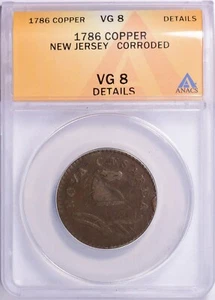 1786 New Jersey Copper Colonial Anacs VG 8 Details Corroded - Picture 1 of 3