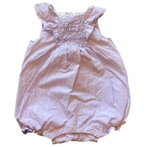 Janie and Jack  Lavender Smocked Embroidered Cotton Lined Bubble-3-6Mos - Picture 1 of 9