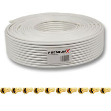 50m PremiumX Deluxe Pro Vollkupfer Koaxial Kabel 5 fach geschirmt +10x F-Stecker