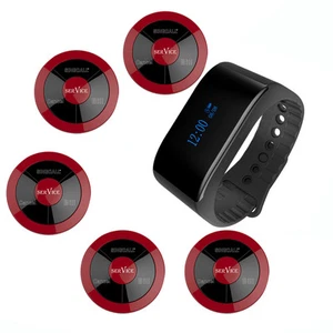 Sistema Buscador de Llamadas Inalámbrico SINGCALL, 1 Reloj Impermeable y 5 Buscapersonas APE330R - Imagen 1 de 10