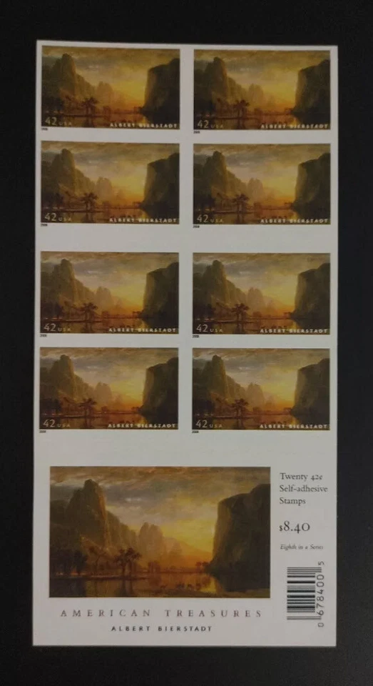 Scott 4346 ALBERT BIERSTADT Booklet Pane of 20 US 42¢ Stamps 2008 MNH - Image 1 of 1