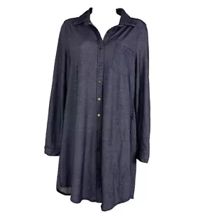 Passport Shirt Dress Women's Large Long Sleeve Button Up Rayon Blend Lightweight - Picture 1 of 12