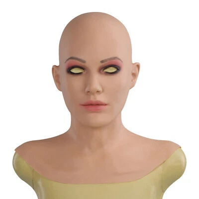 Máscara de cabeza de silicona realista para mujer máscara facial travesti para mujeres juegos con disfraces Foto 1 de 4