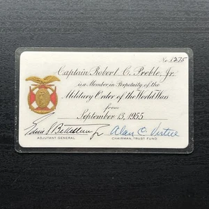Vintage Military Order of the World Wars Membership Card - Issued 1955 - No 1275 - Bild 1 von 3
