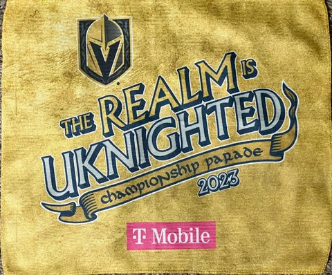 2023 VEGAS GOLDEN KNIGHTS STANLEY CUP PARADE TOWEL "THE REALM IS UKNIGHTED" NEW Cover