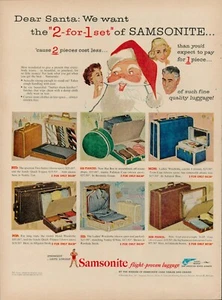 1954 Samsonite Luggage Pan Am World Airlines Vintage Old Print Ad Vacation Trip - Picture 1 of 8