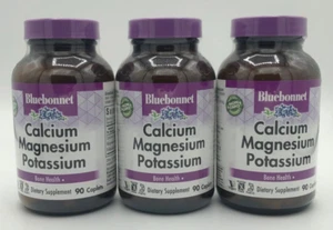 BlueBonnet Calcium Magnesium Plus Potassium Caplets 90 Count Lot of 3 Exp. 04/27 - Picture 1 of 3