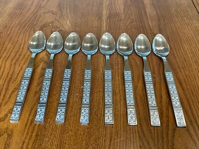 Lot 8 International Insilco Rogers Stainless MCM INS201 Pattern Iced Tea Spoons - Image 1 of 4