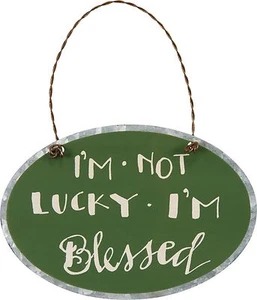 Tin Word Ornament/Plaque~Green St Patrick's Day Ornament~Not Lucky-I'm Blessed - Picture 1 of 1