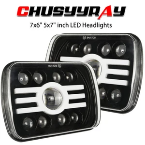 Fit For Chevy C/K 1500 2500 3500 Newest Pair 130W 7x6" 5x7 Square LED Headlights - Picture 1 of 14