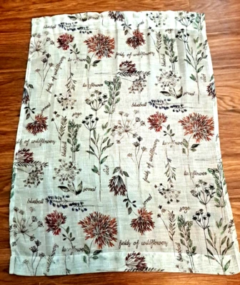 Herbal Wildflower Curtain Botanical Floral Semi Sheer Cottage Country 36x26 - Image 1 of 4