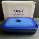 Parini 12x9 Deep Baking Dis with Lid Glaze Non-Stick Blue Dishwasher Safe