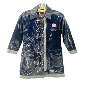 US Polo Assn Firefighter Coat Youth M 5/6 Navy Blue Buckle Snap Bunker Costume - Picture 1 of 13