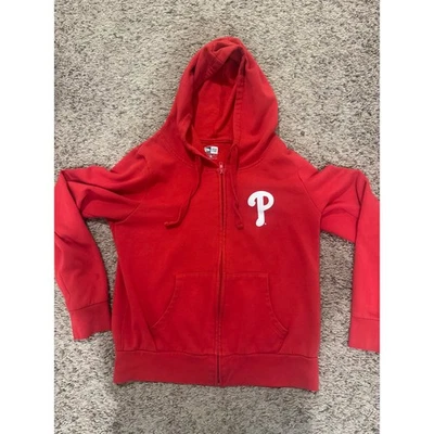 Sudadera con Capucha Philadelphia Phillies New Era Cremallera Completa Grande Espalda Gráfico Rojo Vellón Foto 1 de 4