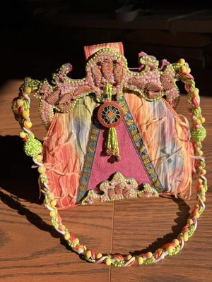 Precioso bolso de mano Mary Frances rosa con cuentas floral bolso de hombro #2234 Foto 1 de 4