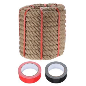 1.3 Inch x 66ft Heavy Thick Natural Jute Rope Twine Rope with 2 Roll Tapes - Imagen 1 de 6