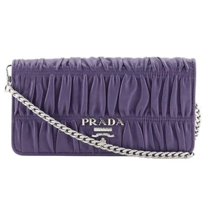 Borsa a tracolla PRADA catena portafoglio 1DH044 2 vie pochette VIOLA pelle viola donna - Foto 1 di 12