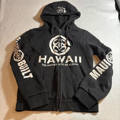 Sudadera con Capucha Maui Built Hawaii Aloha Cremallera Negra Niños XL Estilo Isla Foto 1 de 4