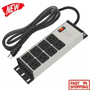 20 AMP Steckdosenleiste Überspannungsschutz Schwerlast 8 Steckdosen 12 Stärke Industrie Neu - Bild 1 von 8
