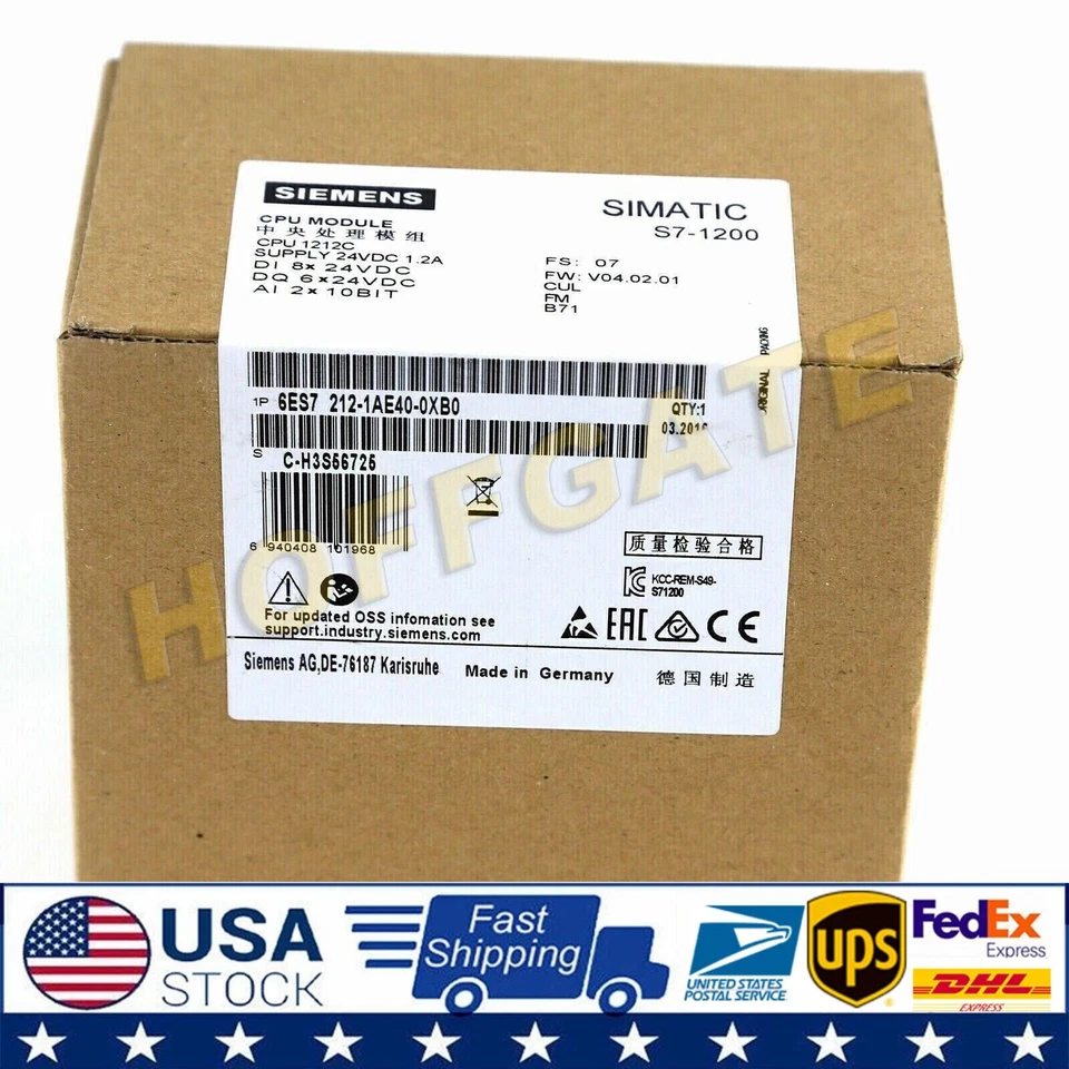 New Siemens 6ES7212-1AE40-0XB0 SIMATIC S7-1200 CPU 1212C 6ES7 212-1AE40-0XB0 - Image 1 of 4